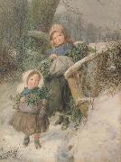 Frederic james Shields,ARWS The Holly Gatherers (mk46) oil painting on canvas